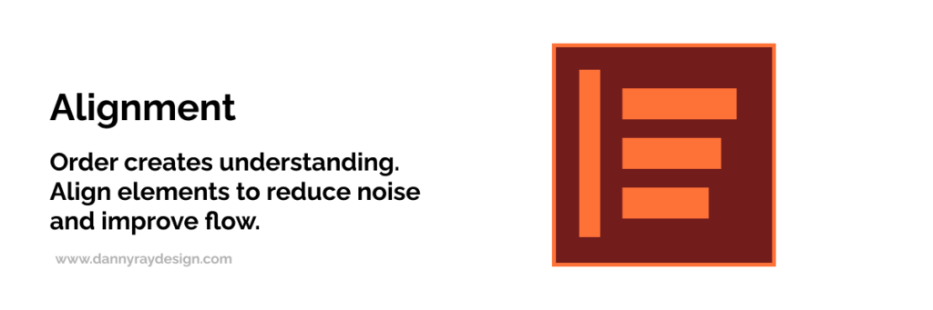 UX design principle of alignment showing structured layout with consistent spacing to improve readability and reduce visual noise.