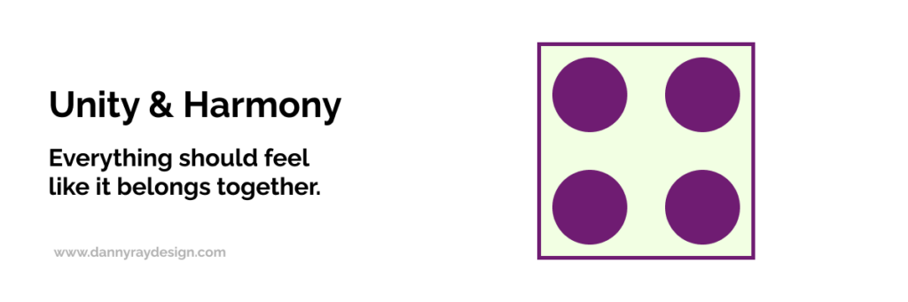 UX unity principle showing cohesive visual elements that create a consistent and harmonious user experience.